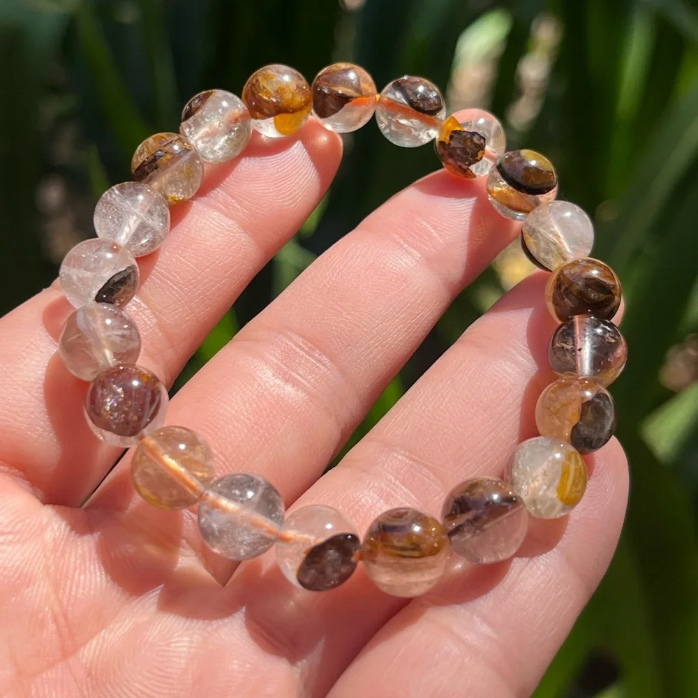 6.5 inches 9mm‎ stretchable brown golden healer bracelet